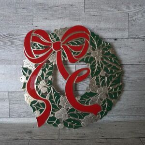 W.M A ROGERS ONEIDA SILVERSMITHS VTG HOLIDAY WREATH TRIVET CHRISTMAS DECOR